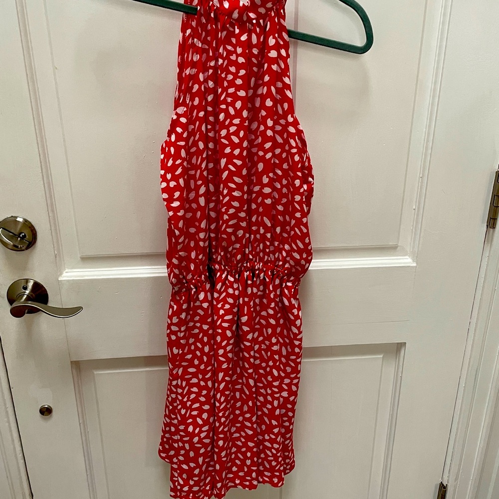 Red and white halter sundress